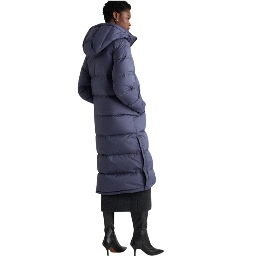 NWOT Quince Women's Small Responsible Down Long Puffer Coat Storm Blue Preppy - Picture 3 of 11